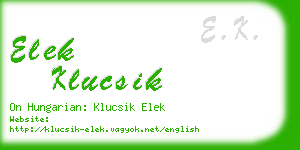 elek klucsik business card